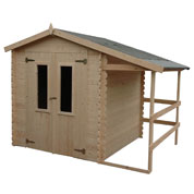 abri de jardin en bois avec bucher - 4 m2
